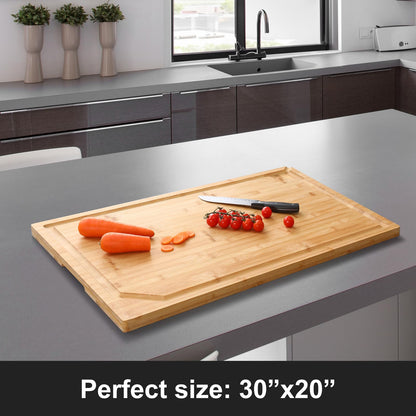 Hiware Extra Large Bamboo Cutting Board for Kitchen, Heavy Duty Wood Cutting Boards with Juice Groove, 100% Organic Bamboo, Pre Oiled, 18" x 12"