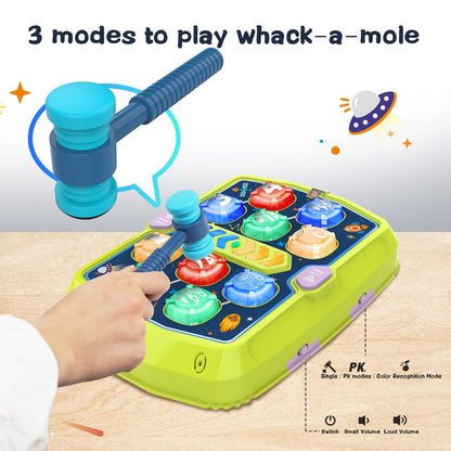 Whack Mole Game Toy for Toddlers 2-4 - Toys for 3 4 5 6+ Year Old Boys & Girls - 3 Game Modes Music & Light Interactive Toddlers Toys with 2 Hammer, Festival/Birthday Gifts for Kids Age 3 4 5+