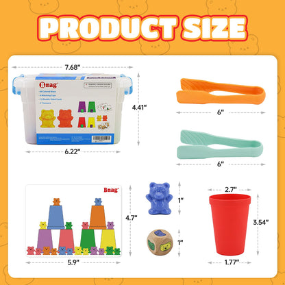 Bmag Counting Bears with Matching Sorting Cups, Preschool Math Learning Game with 24 Big Bears, 24 Little Bears, STEM Educational Learning Activities Gifts for Kids Age 3 4 5 Year Old