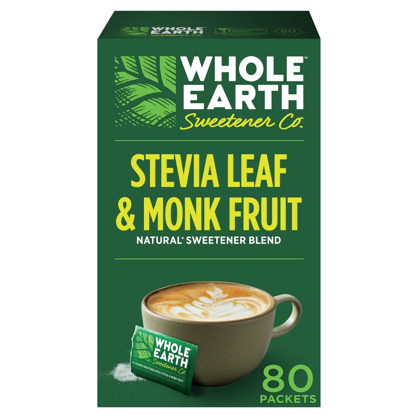 Whole Earth Sweetener Co. Stevia & Monk Fruit Sweetener, Erythritol Sweetener, Stevia Packets, Sugar Substitute, Natural Sweetener, 400 Count