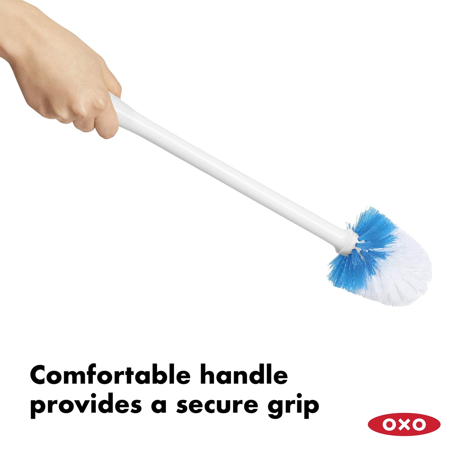 OXO Good Grips Compact Toilet Brush & Canister, White, 6" x 4-3/4" x 17-1/4" h