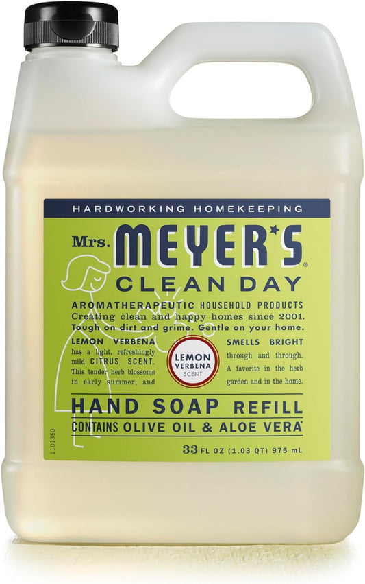 MRS. MEYER'S CLEAN DAY Hand Soap Refill, Made with Essential Oils, Lemon Verbena Multi Packs (33 Fl Oz (Pack of 1))