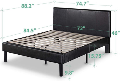 Zinus Gerard Faux Leather Upholstered Platform Bed Frame / Mattress Foundation / Wood Slat Support / No Box Spring Needed / Easy Assembly, California King