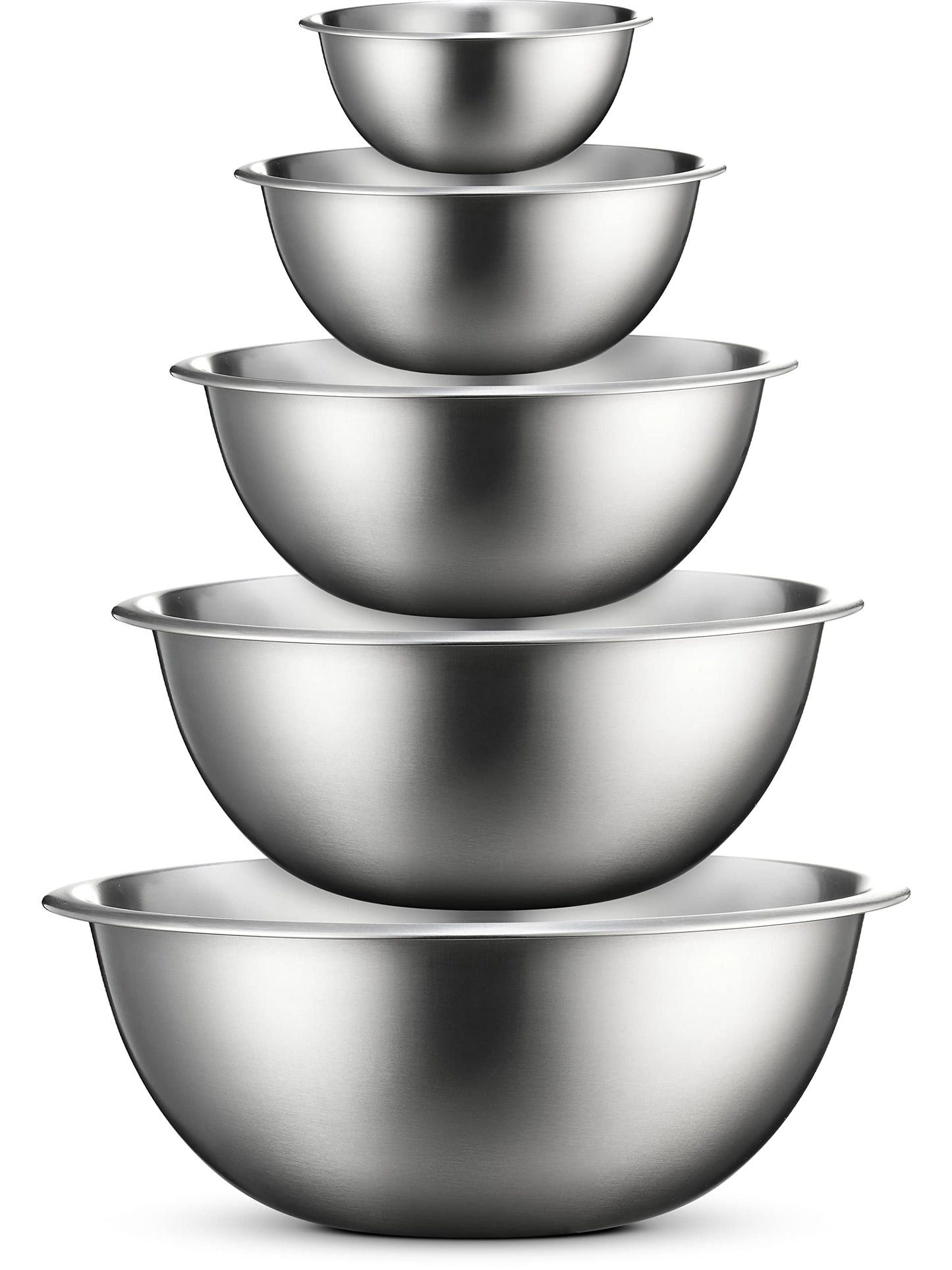 FineDine Stainless Steel Mixing Bowls Set for Kitchen, Dishwasher Safe Nesting Bowls for Cooking, Baking, Meal Prepping