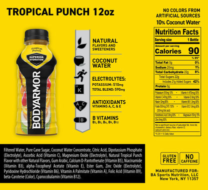 BODYARMOR Sports Drink Sports Beverage, Strawberry Banana, Coconut Water Hydration, Natural Flavors With Vitamins, Potassium-Packed Electrolytes, Perfect For Athletes, 12 Fl Oz (Pack of 8)