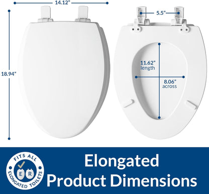 Mayfair Kendall Toilet Seat, Slow Close, Non Slip Premium Wood, Easy Clean, Easy Install, Elongated, White