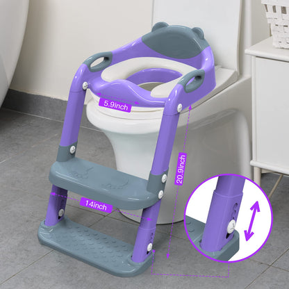 Toilet Potty Training Seat with Step Stool Ladder,SKYROKU Training Toilet for Kids Boys Girls Toddlers-Comfortable Safe Potty Seat with Anti-Slip Pads Ladder (Grey)