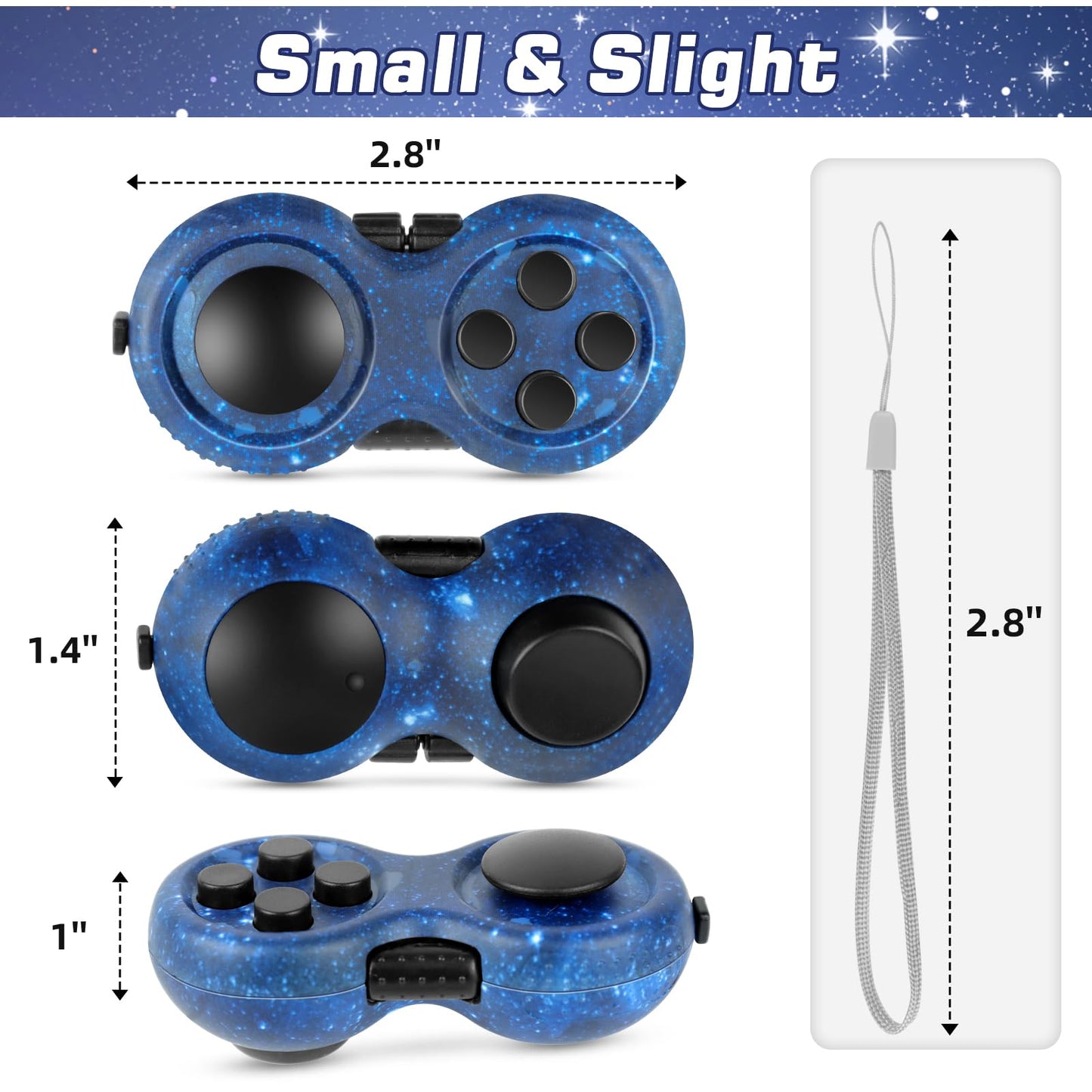 WTYCD Original Fidget Toy Game, Rubberized classical Controller Fidget Concentration Toy with 8-Fidget Functions and Lanyard - Excellent for Relieving Stress and Anxiety