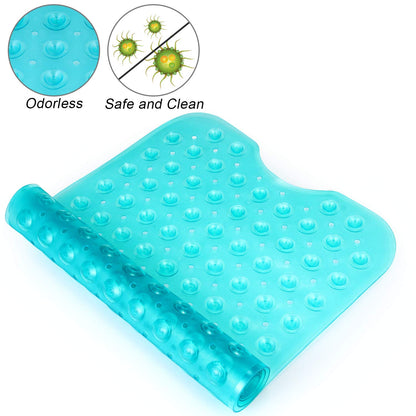 YINENN Bath Tub Shower Safety Mat 40 x 16 Inch Non-Slip and Extra Large, Bathtub Mat with Suction Cups, Machine Washable Bathroom Mats with Drain Holes, Clear