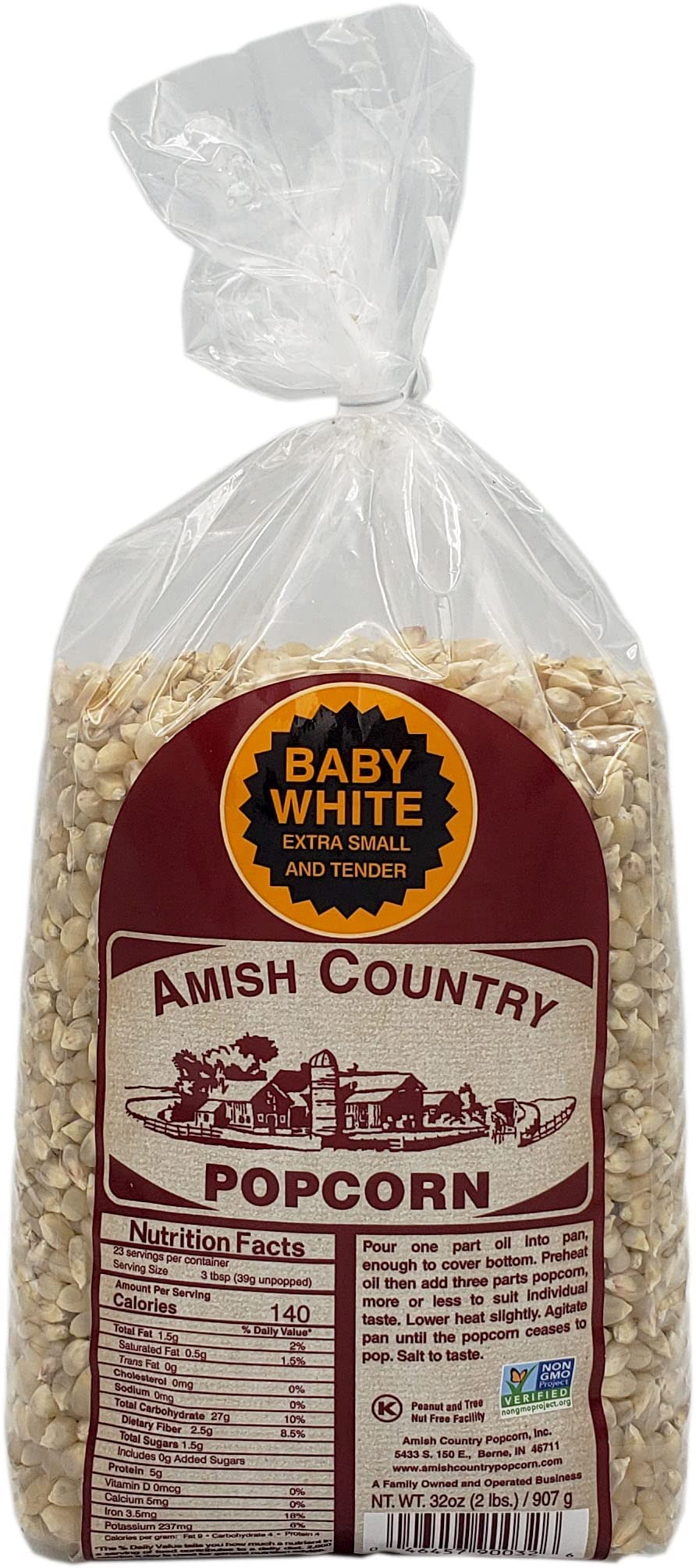 Amish Country Popcorn - Baby White (6 Pound Bag) - Small & Tender Popcorn - Old Fashioned And Delicious with Recipe Guide