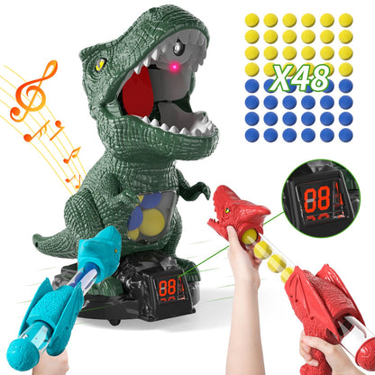 Dinosaur Toys Shooting Games for Boys 3 4 5 6 Years Old Movable Shooting Target Toy with 2 Pump Guns & 48 Foam Balls Outdoor Indoor Game Toy for Kids Ages 3-5 4-6 6-8 Toddlers Birthday Christmas Party