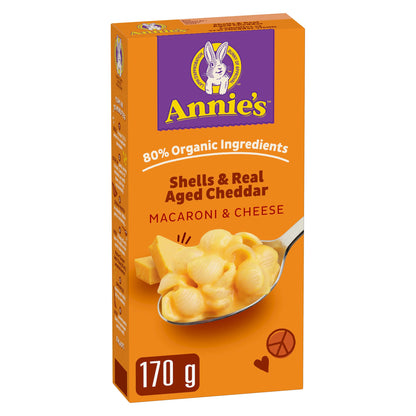 Annie's White Cheddar Shells Macaroni and Cheese with Organic Pasta, 6 oz (Pack of 12)