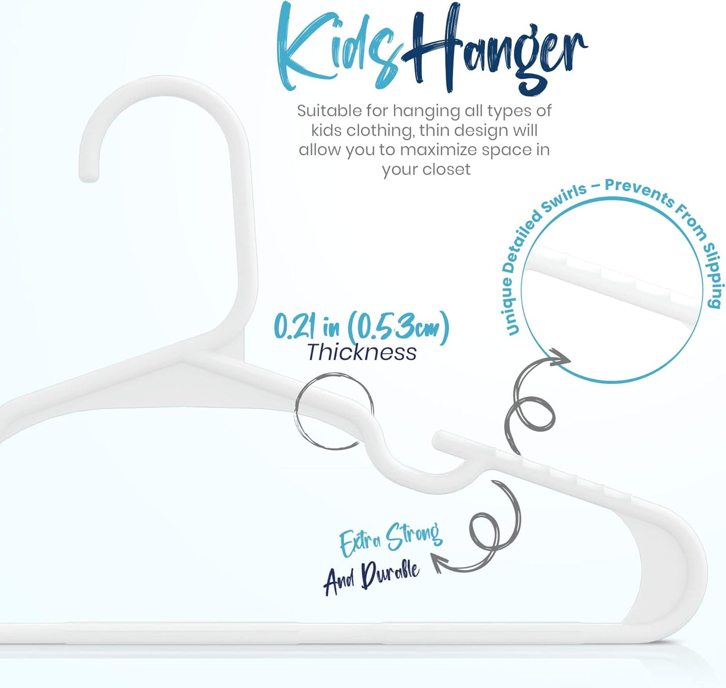 Utopia Home 60 Plastic Kids Hangers for Clothes - Durable and Slim Baby Hangers - Space Saving Children's Hangers for Clothes - All Purpose Garment Trouser Skirt Bar Toddler Hangers (White)