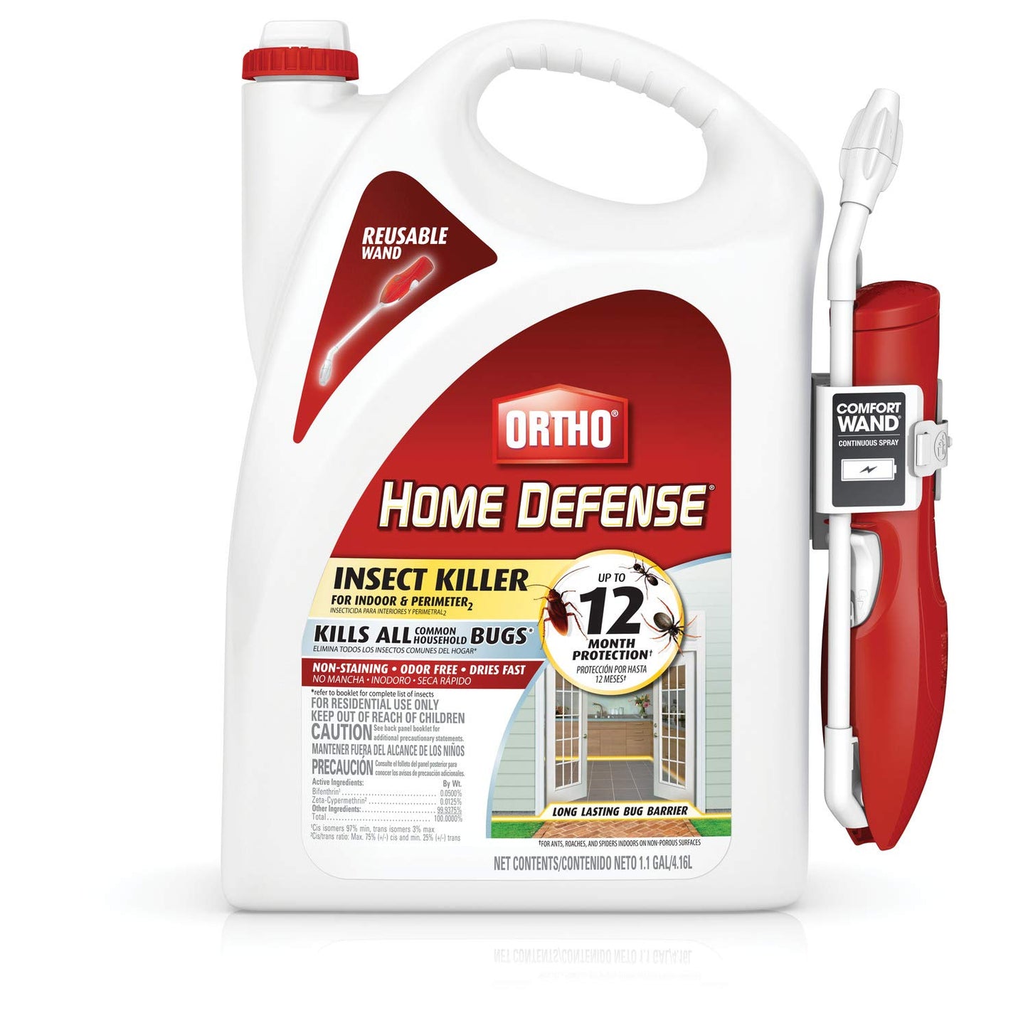 Ortho Home Defense Insect Killer for Indoor & Perimeter2 with Comfort Wand, Controls Ants, Roaches, and Spiders, 1.1 gal., 1 Pack