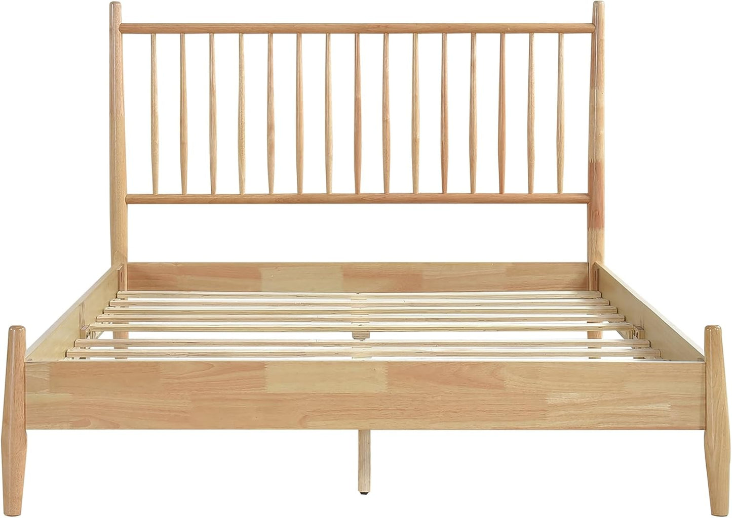 Lexicon Queen Bed Frame with Headboard, Platform Bed Frame Wood, Mid Century Modern Bed Frame with Vertical Slat Headboard, No Box Spring Needed, Easy Assembly, Natural