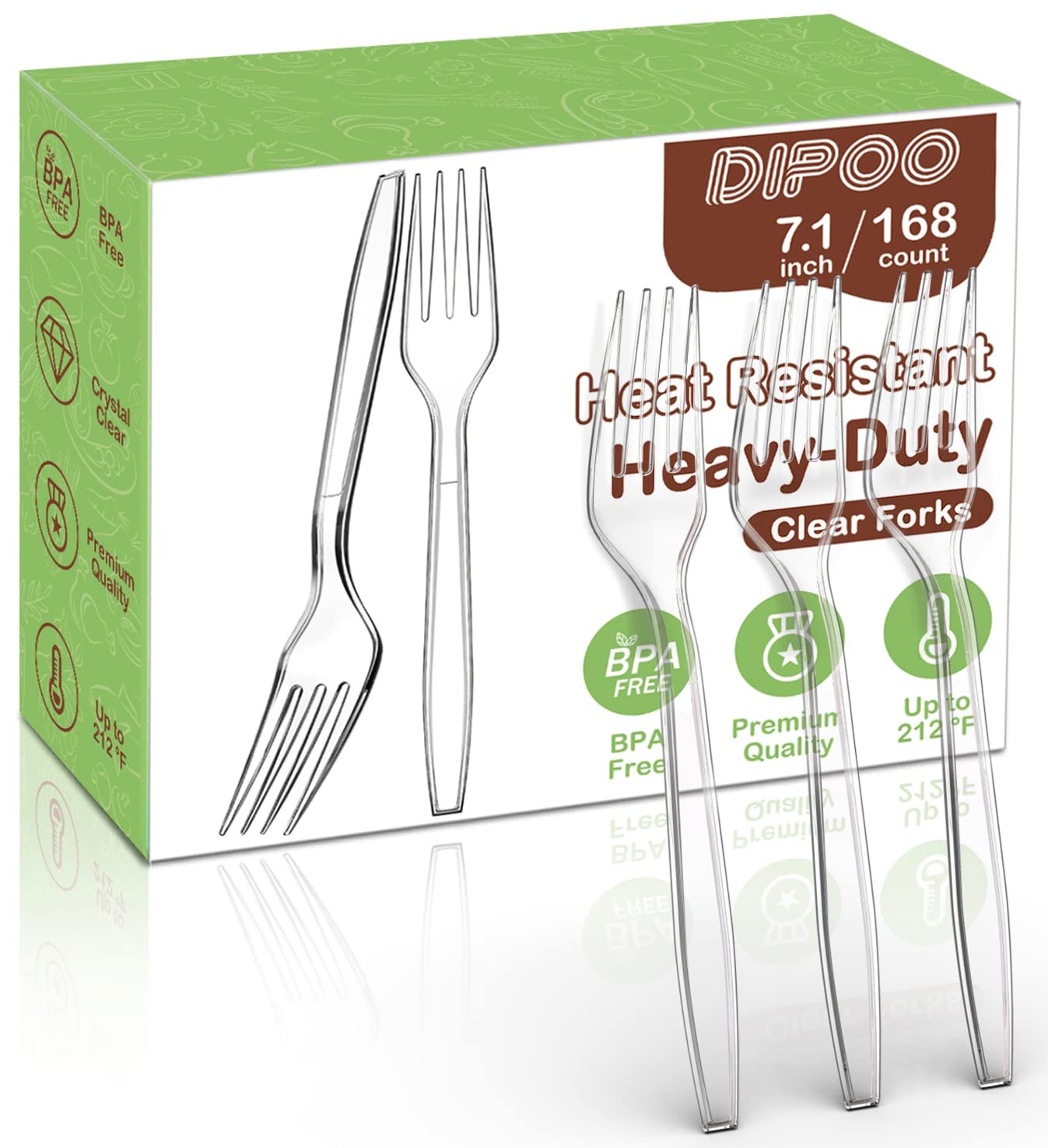 7.1" Clear Plastic Forks Heavy Duty with Heat Resistant & BPA Free, Solid and Durable Plastic Cutlery, Premium Disposable Forks for Party Supply(84 Count)