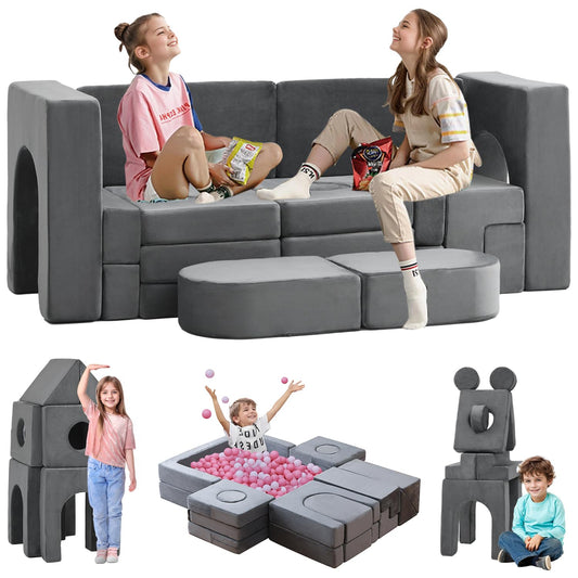 22Pcs Modular Kids Play Couch, Floor Sofa for Children, 1000+DIY Creativing Playroom Furniture for Toddlers， Convertible Foam and Floor Cushion for Boys and Girls