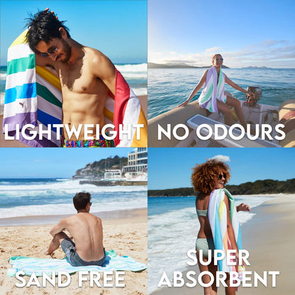 Dock & Bay Beach Towel - Quick Dry, Sand Free - Compact, Lightweight - 100% Recycled - includes Bag - Cabana - Bondi Blue - Extra Large (200x90cm, 78x35)