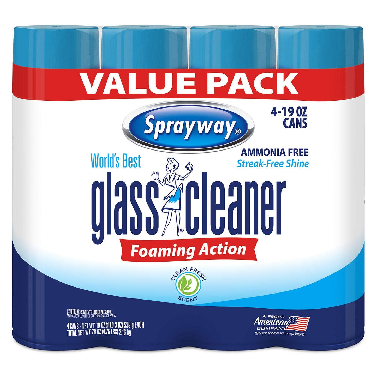 Glass Cleaner Ammonia Free, Streak Free, Blue