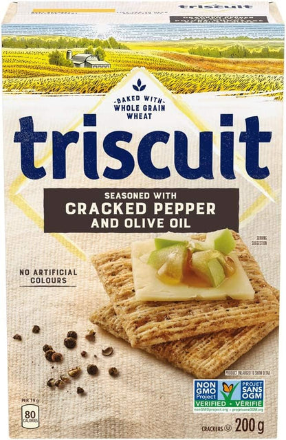 Triscuit Cracked Pepper & Olive Oil Crackers, 200g/7oz (Pack of 2) Shipped from Canada