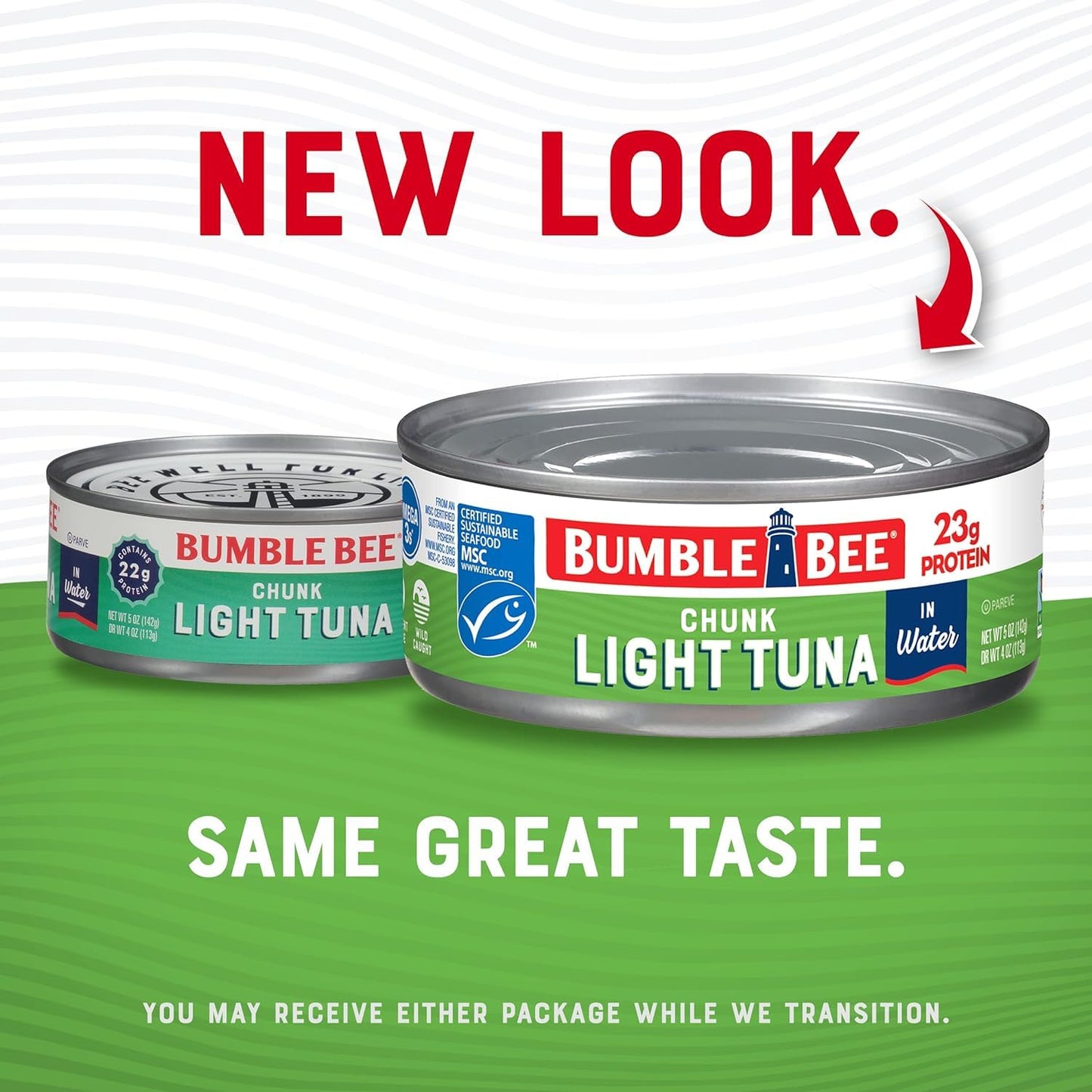 Bumble Bee Chunk Light Tuna In Water, 5 oz Cans (Pack of 24) - Wild Caught Skipjack Tuna - 23g Protein Per Serving - MSC Certified Sustainable Seafood, Non-GMO, Gluten Free, Kosher