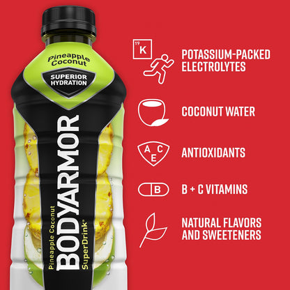 BODYARMOR Sports Drink Sports Beverage, Strawberry Banana, Coconut Water Hydration, Natural Flavors With Vitamins, Potassium-Packed Electrolytes, Perfect For Athletes, 12 Fl Oz (Pack of 8)