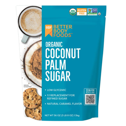 BetterBody Foods Organic Coconut Palm Sugar, Gluten-Free, Non-GMO, Low Glycemic Sugar Substitute, 1.5 lbs,24 Ounce