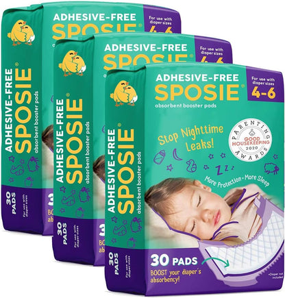 Sposie Overnight Diaper Booster Pads, The Viral TikTok Product to Stop Diaper Leaks, Better Nighttime Sleep and Bed Sheet Protection for Boys and Girl, Reduce Diaper Rash, Size 4,5,6.