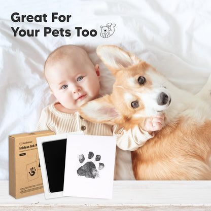 4-Pack Inkless Hand and Footprint Kit - Ink Pad for Baby Hand and Footprints - Dog Paw Print Kit,Dog Nose Print Kit - Baby Footprint Kit, Clean Touch Baby Foot Printing Kit, Handprint Kit (Jet Black)