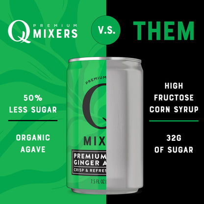 Q Mixers Tonic Water, Premium Cocktail Mixer Made with Real Ingredients, Only 45 Calories per Can, 7.5 Fl oz (Pack of 24)