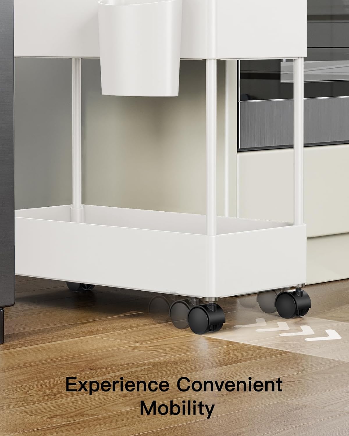 Pipishell Slim Storage Cart with Wheels, Bathroom Cart Organizer Small, Rolling Cart for Bathroom, Laundry Room, Kitchen, Narrow Space, White PIUC04W, 7.08/''D X 15.7/''W X 25.2/''H