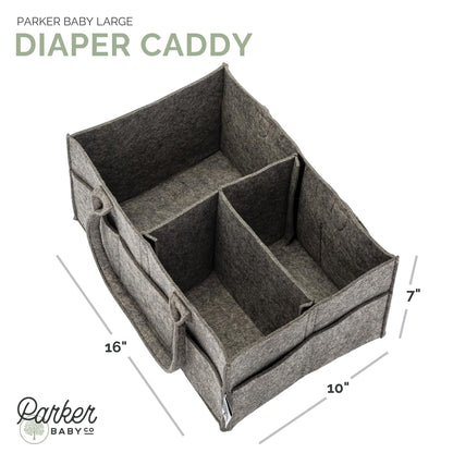 Parker Baby Diaper Caddy - Nursery Storage Bin and Car Organizer for Diapers and Baby Wipes (Oatmeal, Regular)