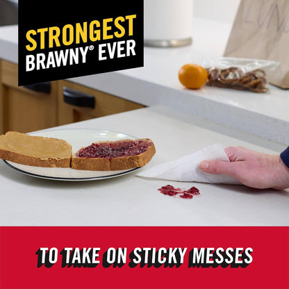 Brawny Tear-A-Square Paper Towels, 12 Double Rolls = 24 Regular Rolls, 3 Sheet Sizes (Quarter, Half, Full), Strength for All Messes, Cleanups, and Meal Prep