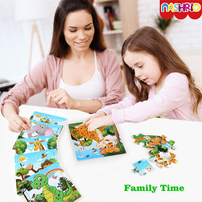 NASHRIO Wooden Puzzles for Toddlers 2-5 Years Old(Set of 6), 9 Pieces Preschool Educational and Learning Animal Jigsaw Puzzle Toy Gift Set for Boys and Girls