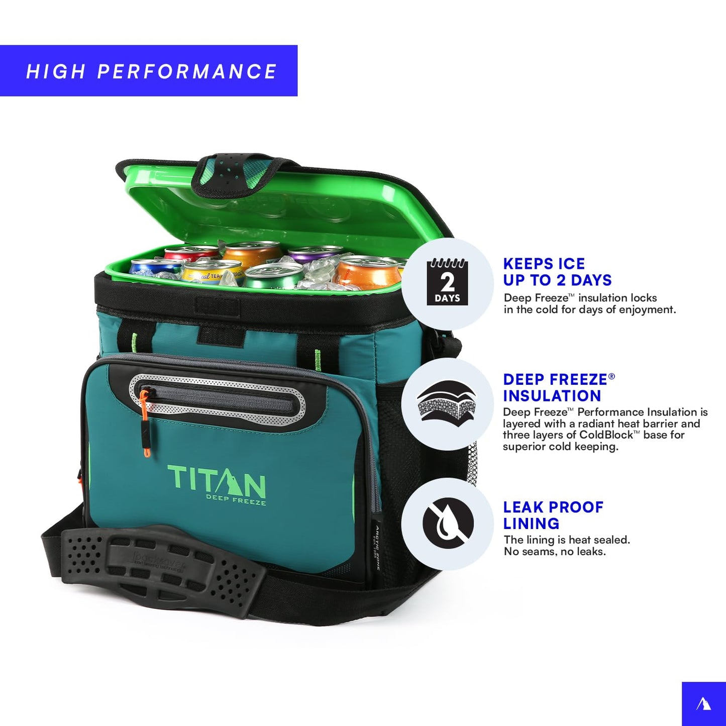 Titan Deep Freeze Cooler Zipperless Hardbody Cooler - Deep Freeze Insulation, HardBody Liner, and SmartShelf