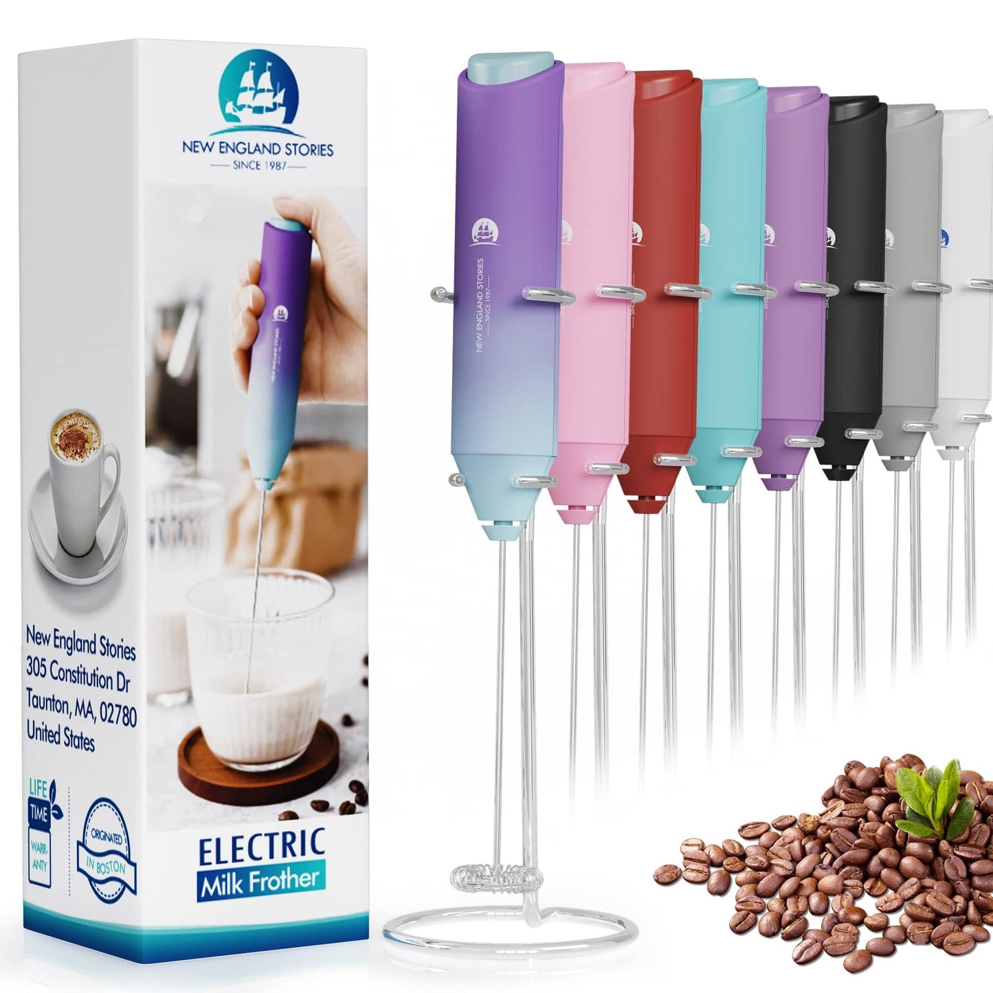 Powerful Milk Frother Handheld Foam Maker, Mini Whisk Drink Mixer for Coffee, Cappuccino, Latte, Matcha, Hot Chocolate, No Stand, Galaxy