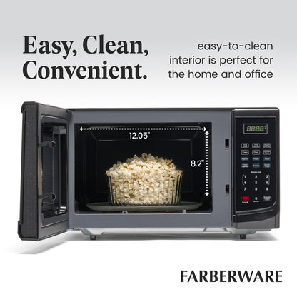 Farberware Countertop Microwave 700 Watts, 0.7 Cu. Ft. - Microwave Oven With LED Lighting and Child Lock - Perfect for Apartments and Dorms - Easy Clean Stainless Steel