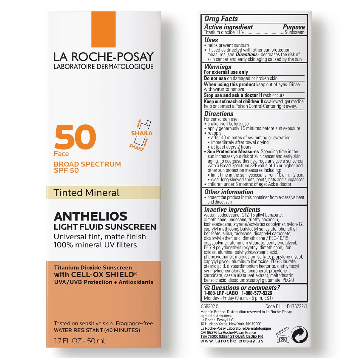 La Roche-Posay Anthelios Tinted SPF 50 Sunscreen & Toleriane Gentle Cleanser Travel Set - With Titanium Dioxide & Niacinamide