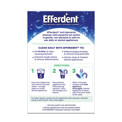 Efferdent Retainer Cleaning Tablets, Denture Cleaning Tablets for Dental Appliances, Minty Fresh & Clean, 126 Count