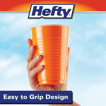 Hefty Party On Disposable Plastic Cups, Assorted, 16 Ounce, 100 Count