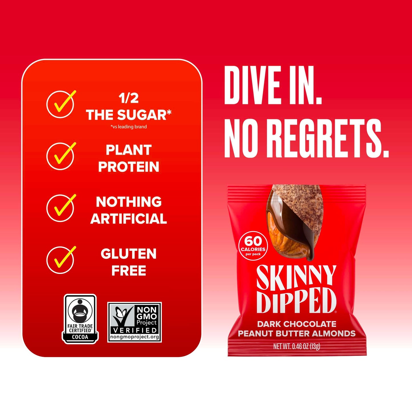 SkinnyDipped Snack Attack Minis Almond Variety Pack, Healthy Snack, Plant Protein, Gluten Free, 0.46 oz Mini Bags, Pack of 25