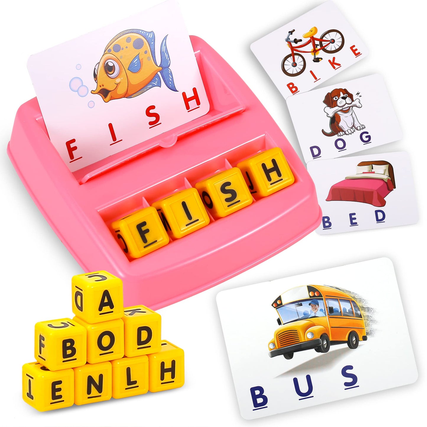 Matching Letter Game, Alphabet Spelling & Reading Words, Objects & Color Recognition, Early Learning Educational Toy for Preschool & Kindergarten Kids Over 3-8 Years Old, Best Gifts