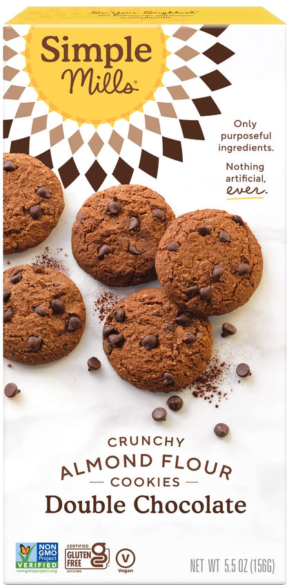 Simple Mills Almond Flour Crunchy Cookies, Chocolate Chip - Gluten Free, Vegan, Healthy Snacks, Made with Organic Coconut Oil, 5.5 Ounce (Pack of 1)