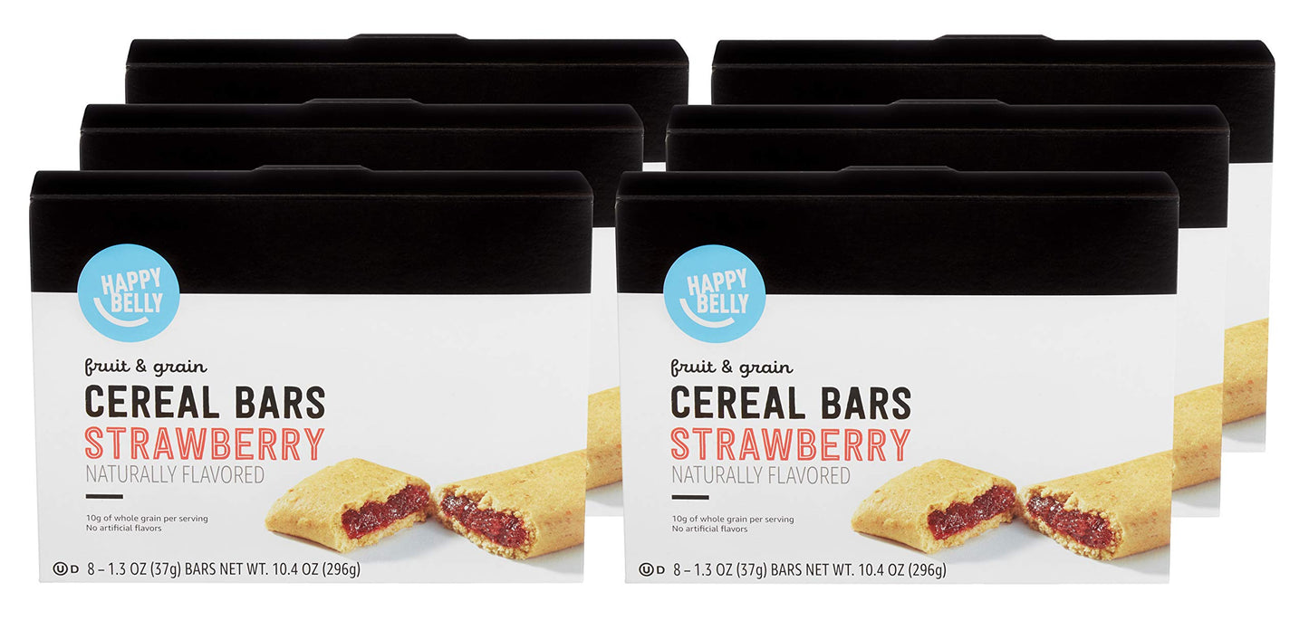 Amazon Brand - Happy Belly Fruit & Grain Cereal Bars, Strawberry , 1.03 Oz, 8 Count (Pack of 1)