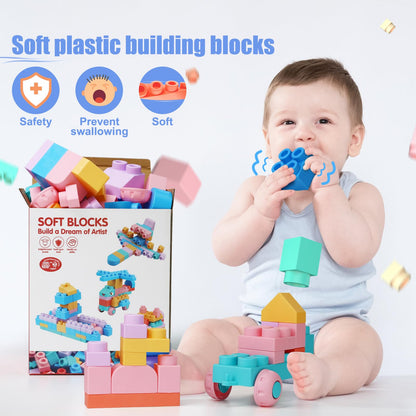 Top STEM Soft Building Block Sets for Kids Aged 18 months to 6 years old.Mega Building Blocks for preschool.Large Construction Block Toys for Toddler to Improve Imagination、Creativity、Hands-on Ability