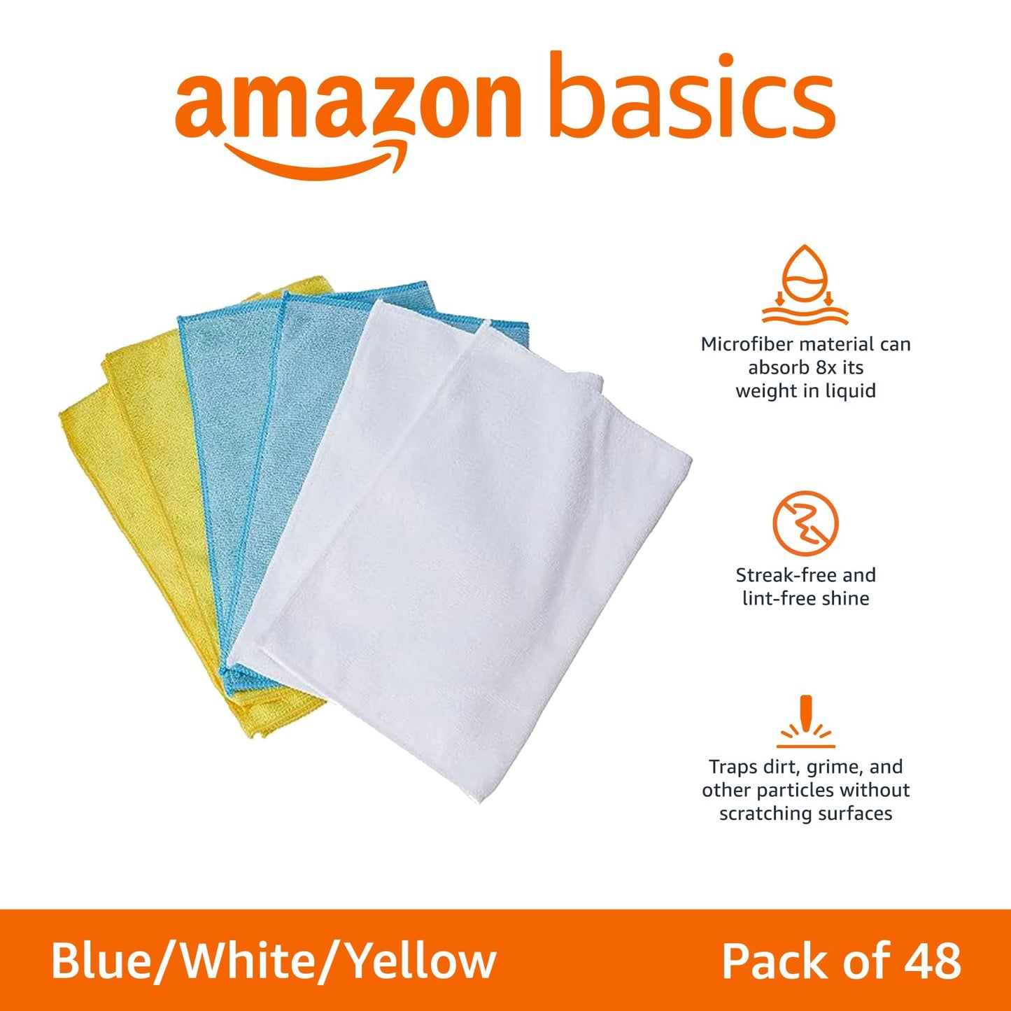 Amazon Basics Microfiber Cleaning Cloths, Non-Abrasive, Reusable and Washable, Pack of 24, Green/Gray/Pink, 16" x 12"