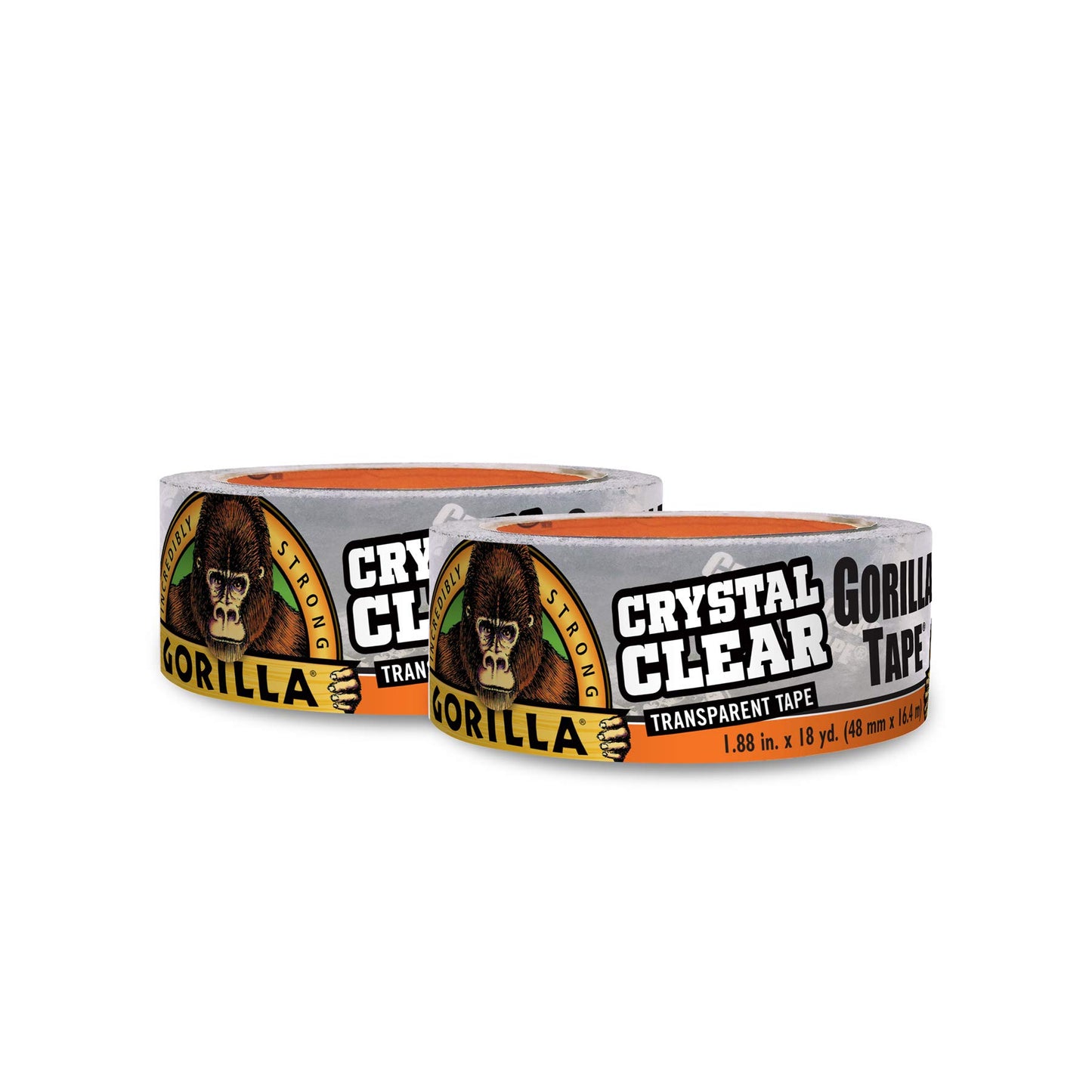 Gorilla Crystal Clear Repair Duct Tape, 1.88” x 18 yd, Clear, (Pack of 1)