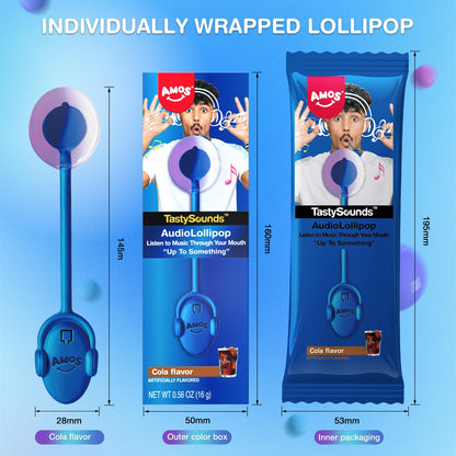 Music Lollipop Suckers,AMOS Audio Lollipop Sugar Free, Singing Lollipop Individually Wrapped, Novelty Gift for Mothers Day (Blueberry, Pack of 1)