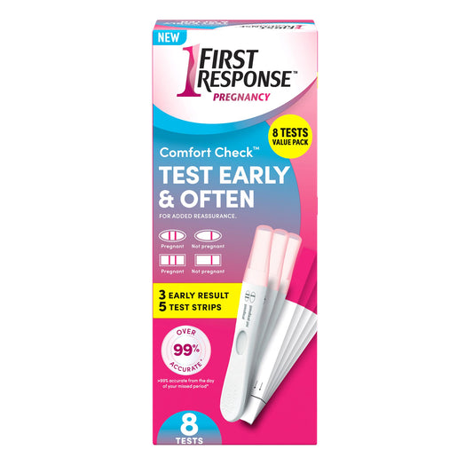 FIRST RESPONSE Comfort Check Pregnancy Test, 8 Count, Pink & White