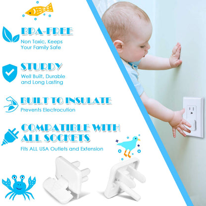 Outlet Covers Babepai 38-Pack White Child Proof Electrical Protector Safety Improved Baby Safety Plug Covers